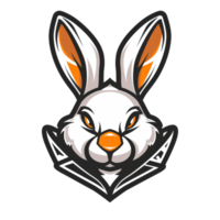 stilizzato coniglio logo con un' acuto fiducioso Guarda png