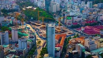 A timelapse of traffic jam at the busy town in Ho Chi Minh high angle video