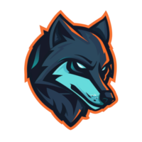 Stylized wolf mascot with a fiery outline png