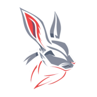 Stylized fierce rabbit mascot design png