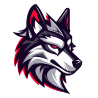 Stylized wolf emblem with a fierce gaze png