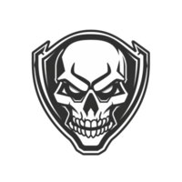 Stylized skull emblem with shield contour png