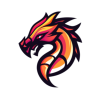 Stylized dragon head in vibrant colors png