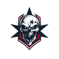 Stylized skull with a star exuding a fierce rebellious vibe png