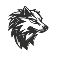 Stylized wolf head illustration with bold contrasts png