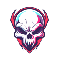 Stylized skull with fiery red accents and a cool color twist png