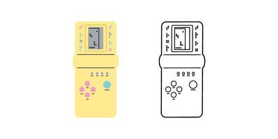 Classic y2k, 90s and 2000s aesthetic. Flat and outline style retro game console, vintage element. Hand-drawn illustration. Patch, sticker, badge, emblem. vector