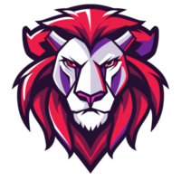 Stylized lion with a fierce gaze and bold colors png