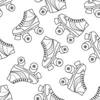 Classic y2k, 90s and 2000s aesthetic. Outline style retro quad roller skates, vintage seamless pattern. Hand-drawn illustration. vector