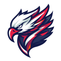 Stylized eagle head with a fierce look and dynamic feather design png