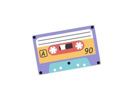 Classic y2k, 90s and 2000s aesthetic. Flat style audio cassette, vintage element. Hand-drawn illustration. Patch, sticker, badge, emblem. vector