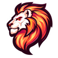 Stylized lion illustration with fiery mane png