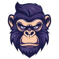 Stylized illustration of a stern looking gorilla with a focused gaze png