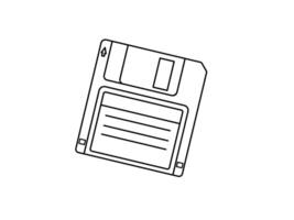 Classic y2k, 90s and 2000s aesthetic. Outline style retro floppy disk, vintage element. Hand-drawn illustration. Patch, sticker, badge, emblem. vector