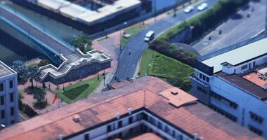 en trafik sylt på de miniatyr- upptagen stad i ho chi minh hög vinkel tiltshift video