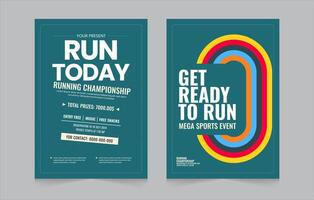 Running event double poster template. Poster design with abstract running track on stadium with lane. Running event social media post. vector