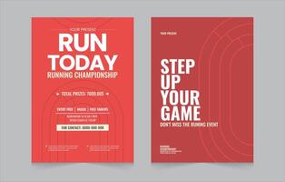 Running event double poster template. Poster design with abstract running track on stadium with lane. Running event social media post. vector