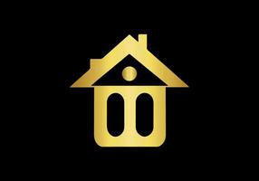 Luxury House Logo Template With Gold Colour vector