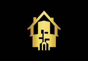 Luxury House Logo Template With Gold Colour vector