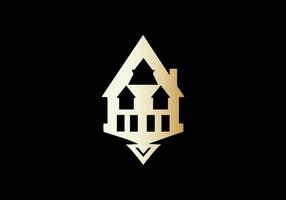 Luxury House Logo Template With Gold Colour vector