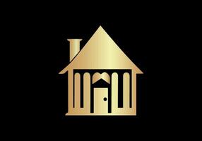 Luxury House Logo Template With Gold Colour vector