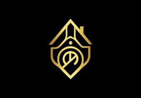 Luxury House Logo Template With Gold Colour vector