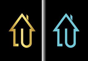 lujo casa logo modelo con oro color vector