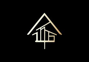 lujo casa logo modelo con oro color vector