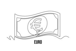 One continuous line drawing of currency from country. Money concept, Doodle illustration in simple linear style. vector