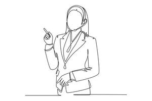 Continuous one line drawing customer support service concept. Doodle illustration. vector