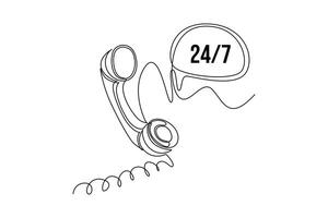 Continuous one line drawing customer support service concept. Doodle illustration. vector