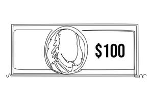 One continuous line drawing of currency from country. Money concept, Doodle illustration in simple linear style. vector