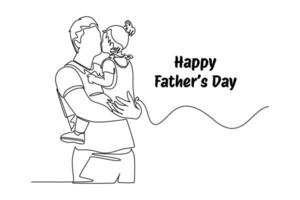 One continuous line drawing of Happy father's day. Doodle illustration in simple linear style. vector