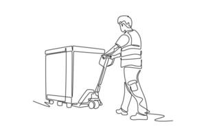 Continuous one line drawing Cargo Concept. Doodle illustration. vector