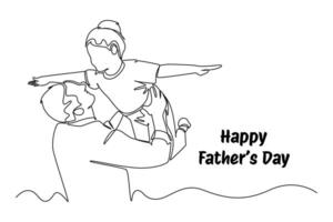 One continuous line drawing of Happy father's day. Doodle illustration in simple linear style. vector