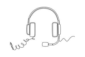 Continuous one line drawing customer support service concept. Doodle illustration. vector