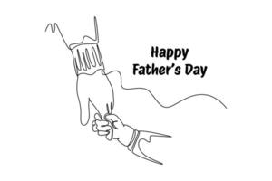 One continuous line drawing of Happy father's day. Doodle illustration in simple linear style. vector