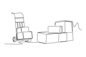 Continuous one line drawing Cargo Concept. Doodle illustration. vector