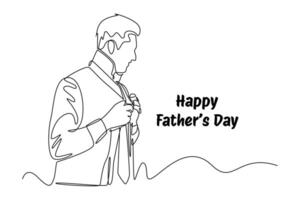 One continuous line drawing of Happy father's day. Doodle illustration in simple linear style. vector