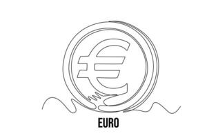 One continuous line drawing of currency from country. Money concept, Doodle illustration in simple linear style. vector