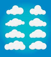 set of white fluffy clouds vector