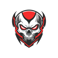 Fierce skull with glowing eyes enshrouded in red and black png