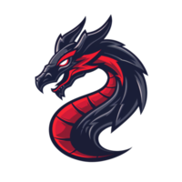 Fierce red eyed dragon in a striking emblem style png