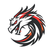 Majestic dragon emblem in red and black png