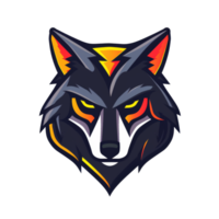 Fierce wolf head with striking colors embodying strength and focus png