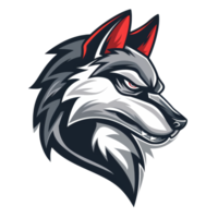 Fierce wolf mascot with a fiery gaze png