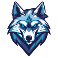 Icy blue wolf with a fierce gaze png