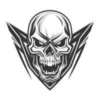 Gritty skull with stylized wings dark and edgy emblem png