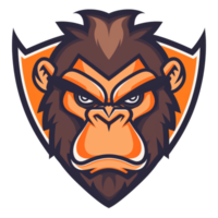 Fierce monkey mascot with intense gaze png