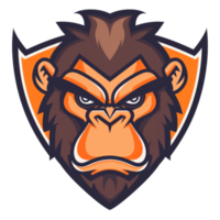 Fierce monkey mascot with intense gaze png